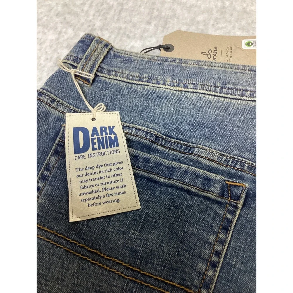Prana Axiom Straight Leg Mens Jeans 34x30 Antique Stone Wash‎ Organic Denim NWT